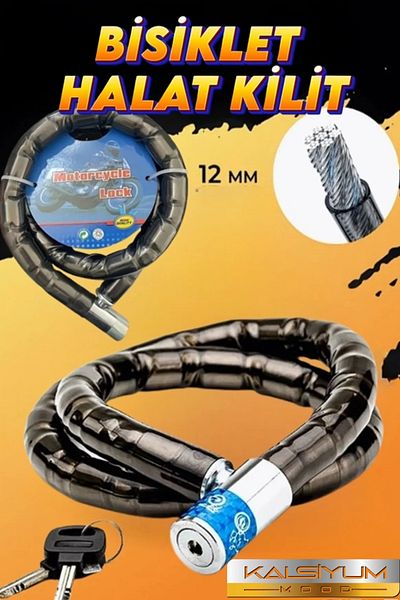 Kalsiyum Mood High Security Rope Chain Lock - 120mm Thickness, 100cm Length Moto Cycle Scooter Lock