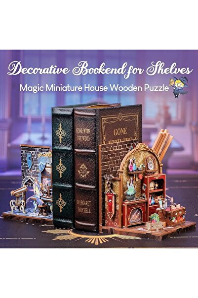 CUTEBEE University of Miracle Book Nook Kiti Diy Kitap Desteği Kitaplık Dekorasyonu Diorama Maket