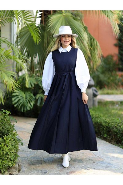 MELEK ARAZ Γυναικείο πλισέ φόρεμα Navy Blue