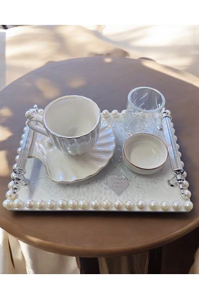 CyzHome Harper Silver Engagement Coffee Tray