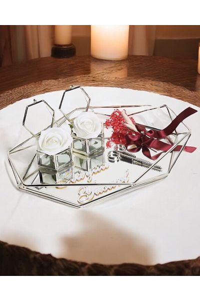 CyzHome Elation Silver Prism Promise Engagement Tray