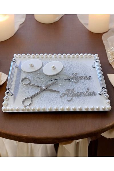 CyzHome Promise Engagement Tray with Raya Silver Pearls