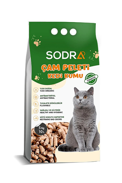 Sodra Kedi Kumu %100 Organik Çam Peleti 6mm 10lt (5kg) Çam Kokulu