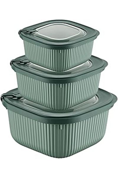 STOREMAX World 3-Pack Microline Storage Bowl with Air Drain Cover (600-1100-1800 ml)
