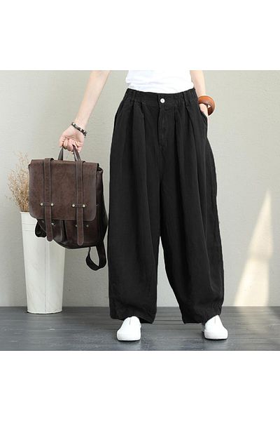 1tarz Toridas Black Summer Casual Shalwar Trousers - BTTR353
