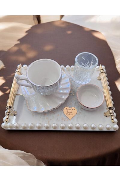 CyzHome Hana Söz Gold Coffee Tray