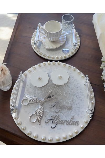 CyzHome Promise Engagement Tray with Ethereal Silver Pearls