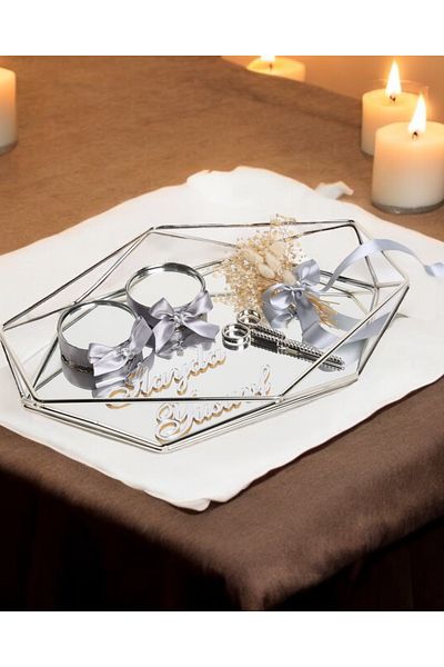 CyzHome Elation Silver Prism Promise Engagement Ring Tray