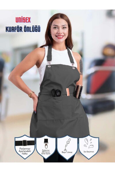 denizlicotton Kua Dye and Stain Resistant Waterproof Rustproof and Red Hairdresser Apron with Adjustable Ring