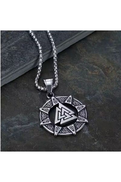 Herşey Nota Power Icon Valknut Viking Stainless Steel 316 L Quality Necklace