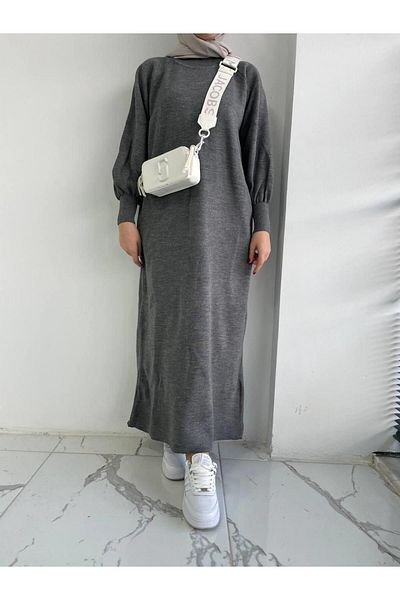 MELEK ARAZ Γκρι Ατσάλινο Πλεκτό Φόρεμα