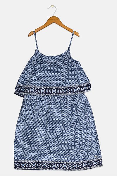 Pepe Jeans Kids Girl All Over Print Dress, Navy