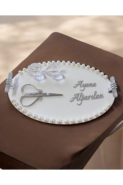 CyzHome Talia Silver Promise Engagement Tray with Pearls