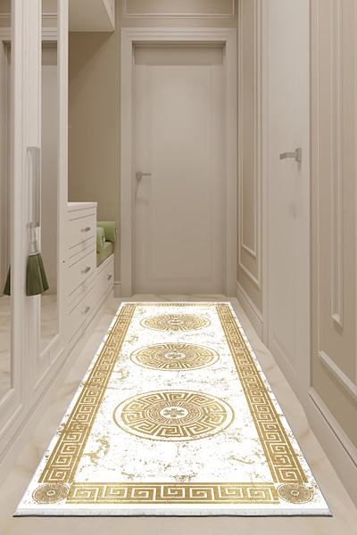 VOPTEKS Gold Halı  Yolluk  Makinede Yıkanabilir Halı Kaymaz Taban Halı