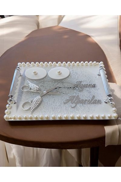 CyzHome Promise Engagement Tray with Raya Silver Pearls