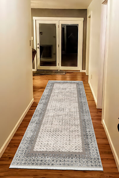 VOPTEKS Bej Halı  Yolluk  Makinede Yıkanabilir Halı Kaymaz Taban Halı