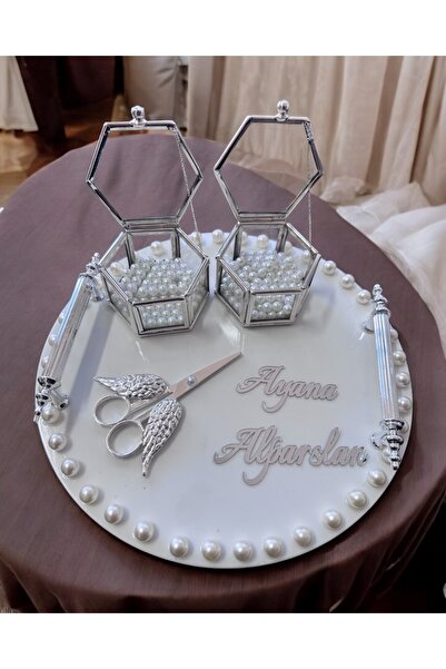 Cyz Home Fascination Promise Engagement Tray with Silver Pearls