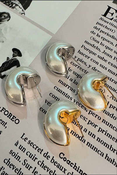 DEMOKAN Kadın Küpe Özel Seri Sedef Tombik C Plaka Model Kararmaz Küpe