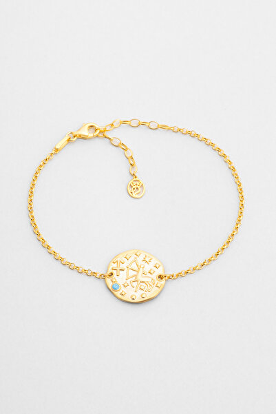 So CHIC... Yay Burcu 18 Ayar Sarı Altın Kaplama 20 Cm Gümüş Bileklik