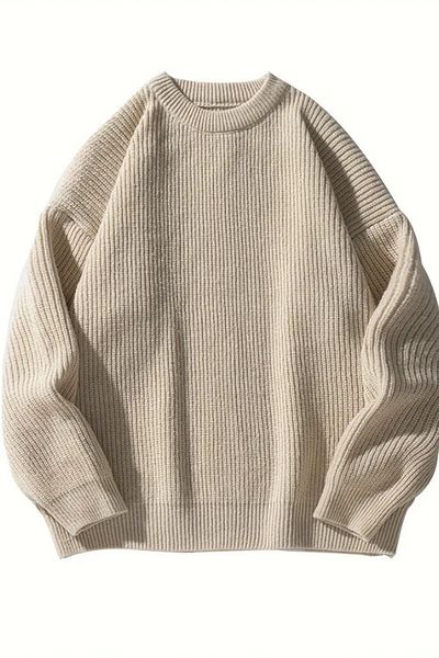 Tarz Cool Men's Beige Regular Fit Crew Neck Braided Knitwear