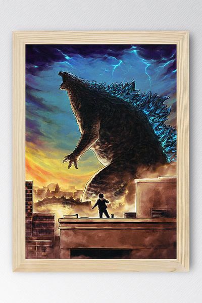 Saturn Godzilla Framed Painting - Movie Poster Painting