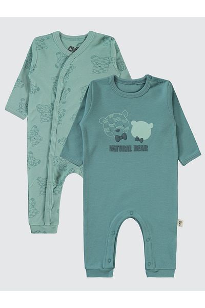 Civil Baby 2-Piece Romper Set for Baby Boy 3-9 Months Petrol Color