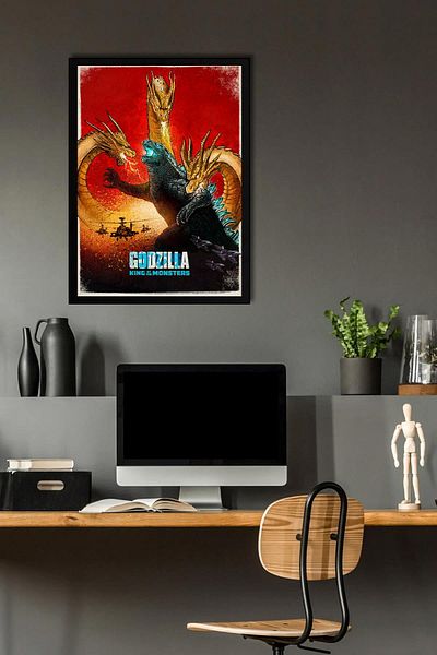 Saturn Godzilla Regele Monștrilor Pictură înrămată - Pictură Poster Film