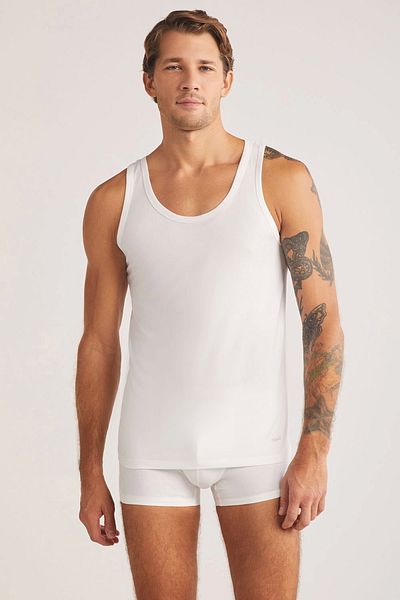 Kom Scott 2-Piece Basic Men's Tank Top with Straps - White