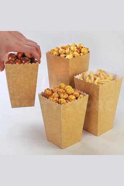 Huzur Party Store 8 Colored Kraft Cardboard Corn Box - Brown Chips Box