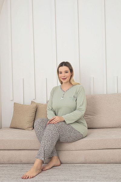 Asel Plus Size Cotton Lycra Pajamas Set