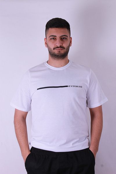 trender Men's White T-Shirt with Never Mind Print