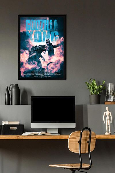 Saturn Godzilla Vs Kong Framed Painting - Movie Poster Painting