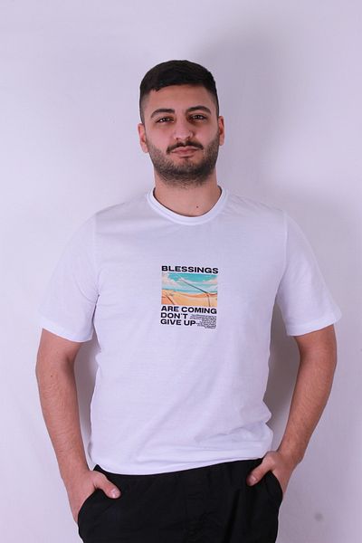 trender Blessings Print White Men's T-Shirt