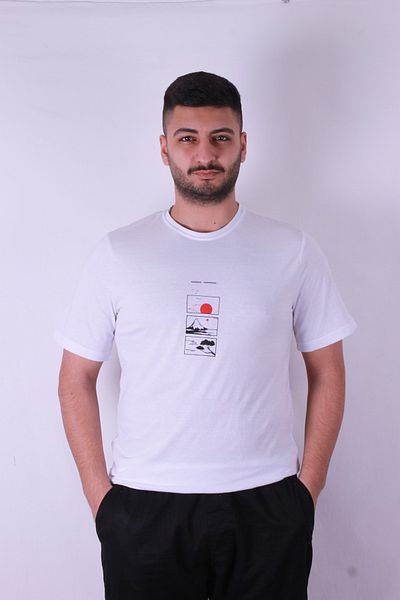 trender 3-Piece Mountain Print White Men's T-Shirt