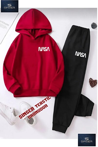 SS SİNSER Kapşonlu Çocuk “NASA LOGO” Baskısız Eşofman Takımı