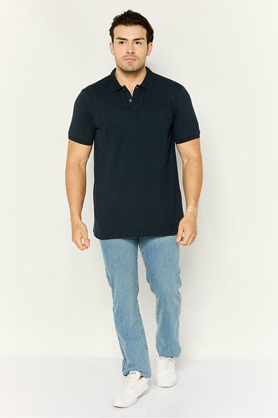 Riders by Lee Men Regular Fit Solid Short Sleeve Polo Shirt, Navy