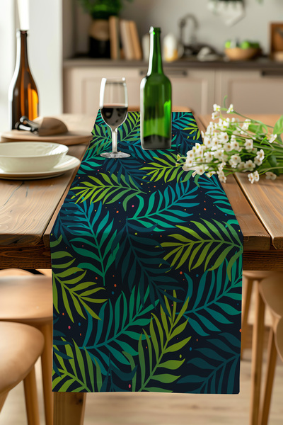 ALAMODECOR Μοντέλο με πράσινα φύλλα, έθνικ μποέμ μοτίβο, ψηφιακή εκτύπωση