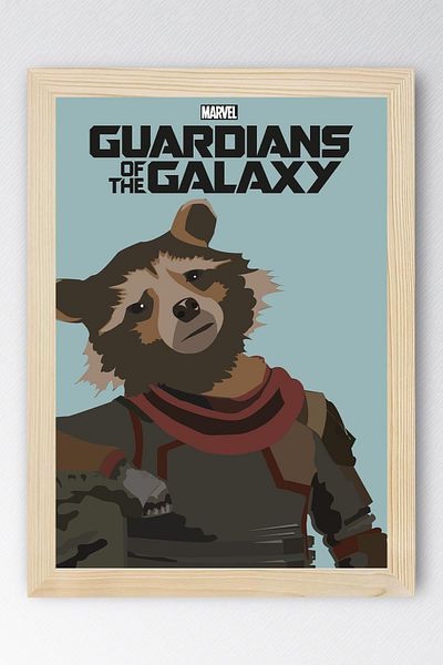 Saturn Guardians of the Galaxy Rocket Raccoon Framed Painting - Guardians of the Galaxy Movie Poster Painting