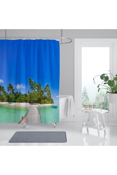 Zethome 1x180x200 Perdeau de duș cadou inel cu o singură aripă - Happiness