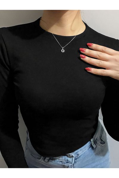 Mythologie Γυναικείο σώμα μπλούζας Basic Solid Camisole - Μαύρο μακρυμάνικο λαιμόκοψη