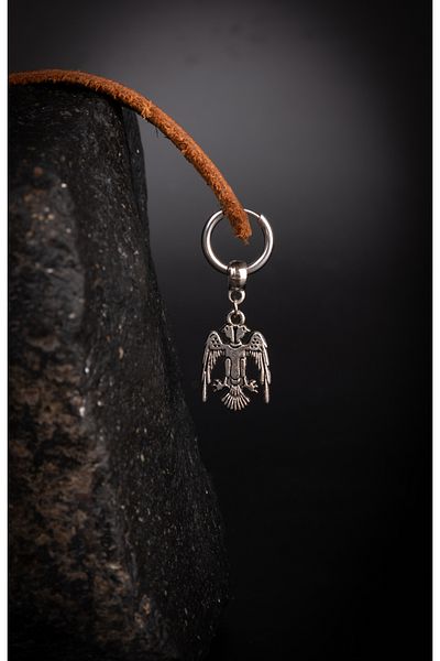 Piercing Market Steel & Silver Men's Steel Ring Dangle Earrings Rust No Darkening
