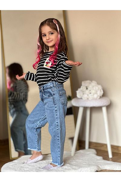 ciklet kids طقم من قطعتين من قماش الدنيم الوافل