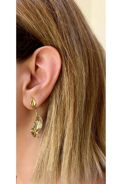 Store Steel leaf earrings