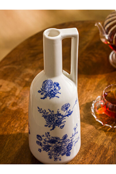 LC Waikiki Mavi Çiçek Baskılı Seramik Vazo - 29 cm