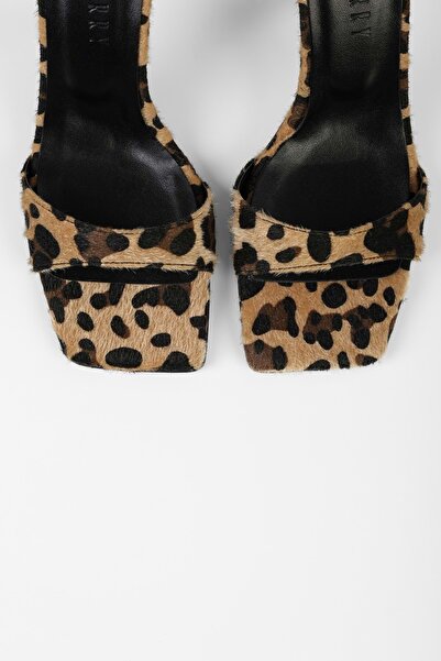 Shoeberry Women's Vinetta Leopard Print Feather Heeled Shoes