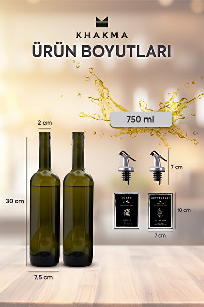 KHAKMA Amber Set of 2 750 Ml Olive Oil Vinegar Bottle Oil Pot Oil Bottle 750-sz-ss
