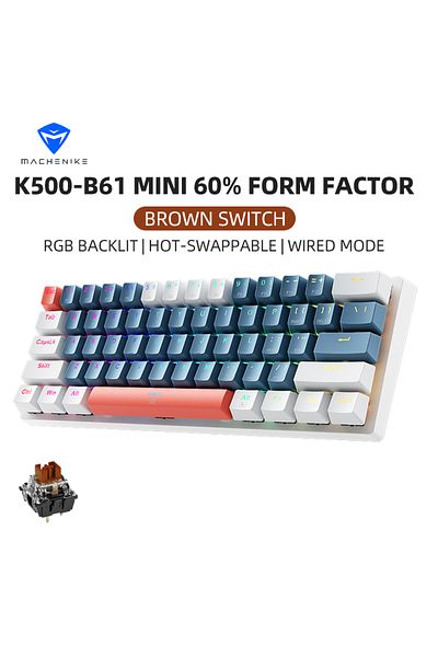 Choice Us Brown Switch Machenike K500-b61 Mini Mechanical Keybaord 60% Form Factor 61keys Gaming Keybaord W
