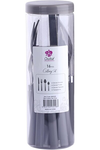 ORCHID طقم أدوات مائدة مكون من 16 قطعة باللون الرمادي