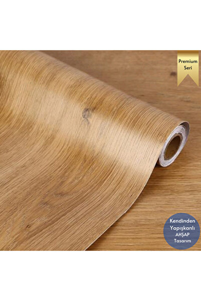 TechnoSmart 60×300cm Kendinden Yapışkanlı Dokulu Ahşap Görünümlü Premium Duvar Kağıdı Dolap Kaplama