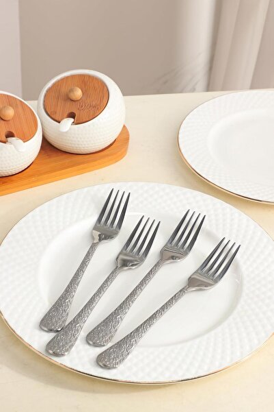 ORCHID مجموعة فنية من 4 شوك مائدة من الفولاذ المقاوم للصدأ